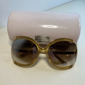 Jimmy Choo Beatrix/S Oversized Plastic Frame Goldtone Glamorous Sunglasses